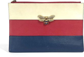 Gucci Navy Red Color Rhinestone Clutch Bag Pouch (Pre-Owned)