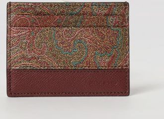 Etro Portacarte Arnica in cotone spalmato con stampa Paisley e logo Pegaso