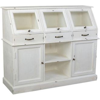 Wanderlust Deco Aparador De Madera Envejecido Blanco 129x45x106