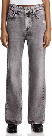Rag & Bone High Rise Ankle Relaxed Straight Pants In Black
