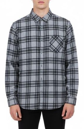 Burnside Plaid Flannel Shirt in Grey/Steel at Nordstrom Rack, Size Xx-Large