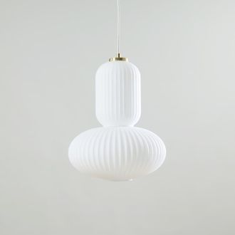 Maisons du monde L&aacute;mpara de techo de vidrio estriado blanco