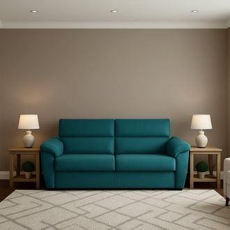 Dmora Sof&aacute; Cama 2 Plazas Contrada, Desenfundable, Con Almacenaje, Hecho En Italia, Apertura Abatible, 205x95 Cm Azul