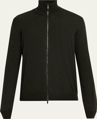 Massimo Alba Mens Noel Wool and Cotton Full-Zip Sweater