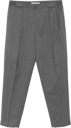 BRIGLIA 1949 Grijze Geplooide Knoopsluiting Broek - Heren - Nette broeken - Grijs - L - Katoen - Broeken