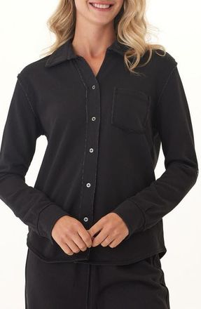 Threads 4 Thought Kalynn Cotton Blend French Terry Button-Up Shirt in Black at Nordstrom, Size X-Large