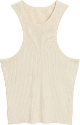 Soulland Mouwloze Ribgebreide Top - Dames - Tops zonder mouwen - Wit - 2Xs/Xs - Polyester - Tops