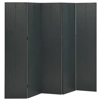 vidaXL Biombo Divisor De 5 Paneles Acero Antracita 200x180 Cm Vidaxl