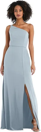 After Six Skinny One-Shoulder Trumpet Gown with Front Slit