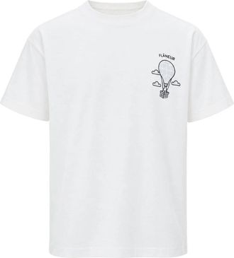 Flaneur Ribbed Crew Neck T-Shirt - Heren - T-shirts - Wit - 2XL - Katoen - Tops