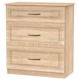 Welcome Furniture Dakar Ready Assembled Deep Chest of Drawers with 3 Drawers - Modern Oak - Welcome Furniture | TJ Hughes