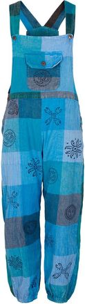 Wicked Dragon Long patchwork dungarees (Blue, XXL)
