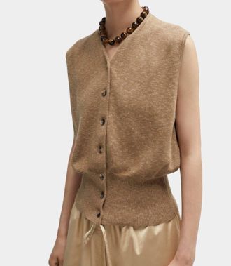 CORDERA Flecked Cotton Waistcoat In Copal
