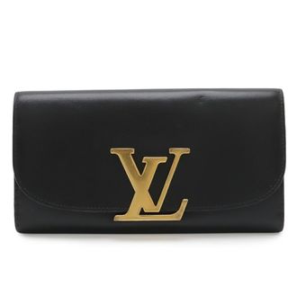 Louis Vuitton Parnassea Black Noir Leather Long Wallet (Bi-Fold) (Pre-Owned)