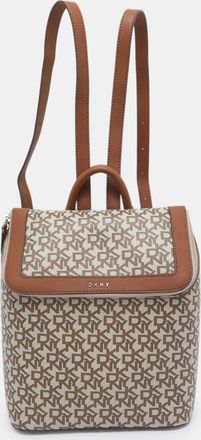 DKNY Dkny Bradee Beige/brown Signature Pvc And Leather Backpack