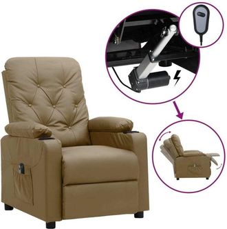 vidaXL Sill&oacute;n Reclinable El&eacute;ctrico De Cuero Sint&eacute;tico Color Capuchino Vidaxl