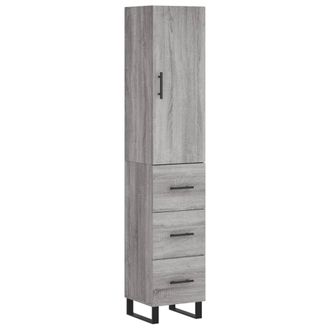 vidaXL Vidaxl - Aparador Alto Madera Contrachapada Gris Sonoma 34,5x34x180 Cm