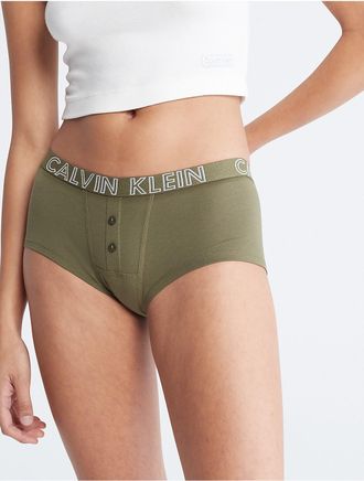 Calvin Klein Womens Ultimate Cotton Boyshort - Green - XS
