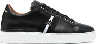 Philipp Plein skull-plaque striped low-top sneakers - unisex - Leather - 36 - Black