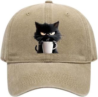 Generic Feral but Fashionable Cat Hat Edition, Adjustable Frownster Cats Coffee Hat,Grumpy Cats Coffee Cap,Vintage Low Profile Baseball Cap for Men Women (UK,