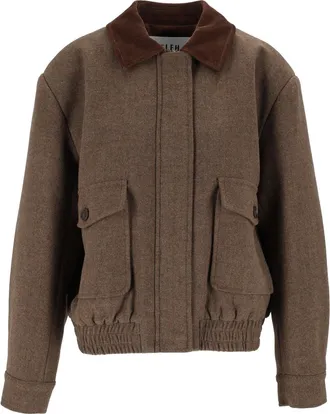 Eleh Brown Cropped Corduroy Collar Jacket