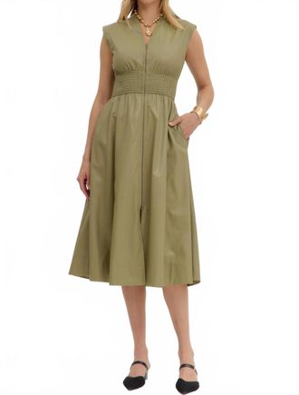 Entro Urban Edge Vegan Leather Zip Dress In Green