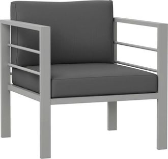 OUTSUNNY Patio Furniture Aluminium Armchair with Cushions, Charcoal Grey