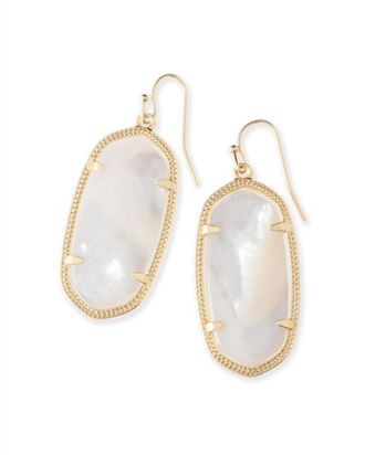 Kendra Scott Womens Elle Drop Earrings In Gold Ivory Mother-Of-Pearl