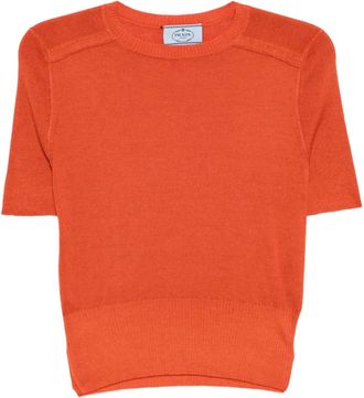 Prada Top in maglia a maniche corte - Arancione