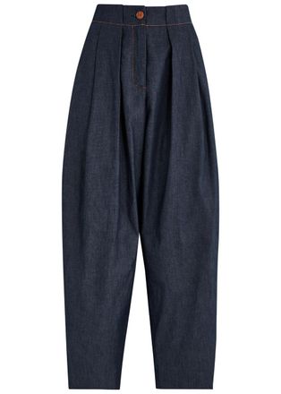 Palmer//harding Palmer//harding Solo Barrel-leg Chambray Trousers - Dark Blue - 16 (UK16 /xl)