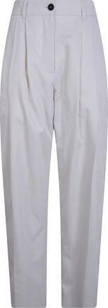 STUDIO NICHOLSON Acuna Double Pleat Front Pant - Dames - Wijde Broeken - Wit - M - Katoen - Broeken