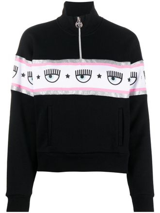 Chiara Ferragni logo-tape cotton sweatshirt - women - Cotton - S - Black