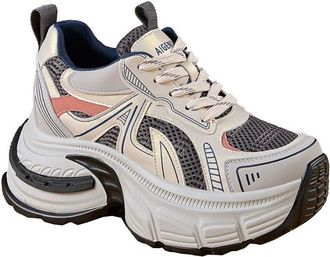 Generic Ladies Thick Sole Height Increased by 9cm Shoes with Stylish Breathable Anti Slip mesh Casual Sports Shoes (Gold,5.5)