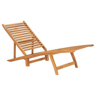Berkfield Home Sun Lounger Solid Teak Wood in Brown