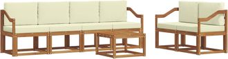 vidaXL Conjunto De Sof&aacute;s De Exterior 7 Uds. Natural Y Crema Vidaxl