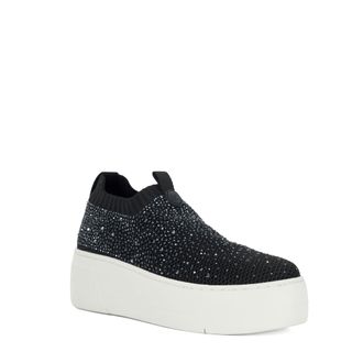 Dune London Womens Ladies Elements - Embellished Flatform Sock Trainers - Black material_Fabric - Size UK 5