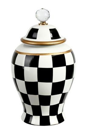 Mark Roberts Checkered Urn with Lid, Medium in Black at Nordstrom