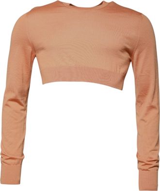Dolce & Gabbana Beige Wool Crewneck Pullover Cropped Mens Sweater