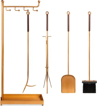 Best Choice Products 5-Piece Modern Contemporary Indoor Outdoor Antique Fireplace Tool Set w/ Ergonomic Handles