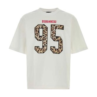 Dsquared2 T-Shirts, male, White, Size: XL Wild Leopard T-shirt