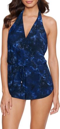 Magic Suit By Miraclesuit Festival Chic Bianca Romper One-Piece Swimsuit in Blk Multi at Nordstrom, Size 14
