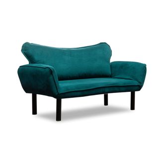 Dmora Sof&aacute; Cama Dos Plazas Hone, Almacenamiento, Reclinable, Brazos, 140x65 Cm Azul