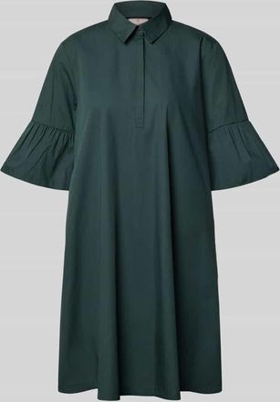 Emme Knielanges Hemdblusenkleid mit Kentkragen Modell EPOCHE in Oliv, Gr&ouml;&szlig;e 36