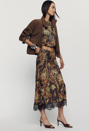 Farm Rio x Anthropologie Lace Trim Skirt