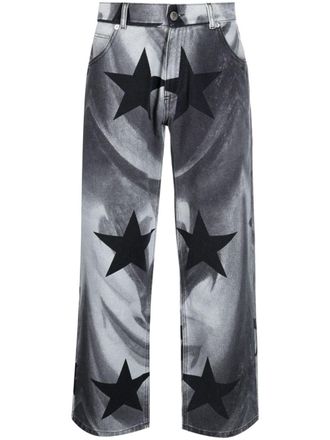 Liberal Youth Ministry Jeans crop con stampa - Nero