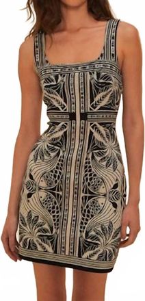 Farm Rio Monochrome Elegance Scarf Knit Mini Dress In Off-White