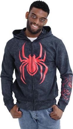 MARVEL Spider-Man Cosplay Fleece Zip-Up Hoodie in Miles Morales Charcoal at Nordstrom, Size Xx-Large