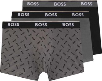 HUGO BOSS Heren Bodywear Logo Boxershorts (Set van 3) (Zwart/Grijs)