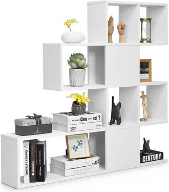 Costway Costway - Estanter&iacute;a Librer&iacute;a 5 Niveles, Librer&iacute;a Moderna De Estilo Escalera, Estanter&iacute;a Multifuncional Para Sal&oacute;n, Dormitorio, Sala De Estudio 120 X 