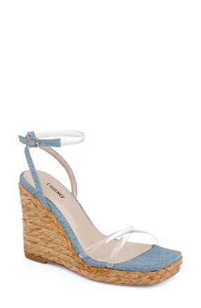 L'agence Malone Espadrille Ankle Strap Platform Wedge Sandal in Light Blue at Nordstrom, Size 7.5